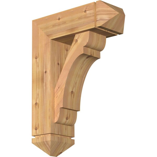 Ekena Millwork Olympic Arts and Crafts Smooth Bracket w/ Offset Brace, Western Red Cedar, 7 1/2"W x 22"D x 30"H BKT0806X22X30OLY03SWR - main